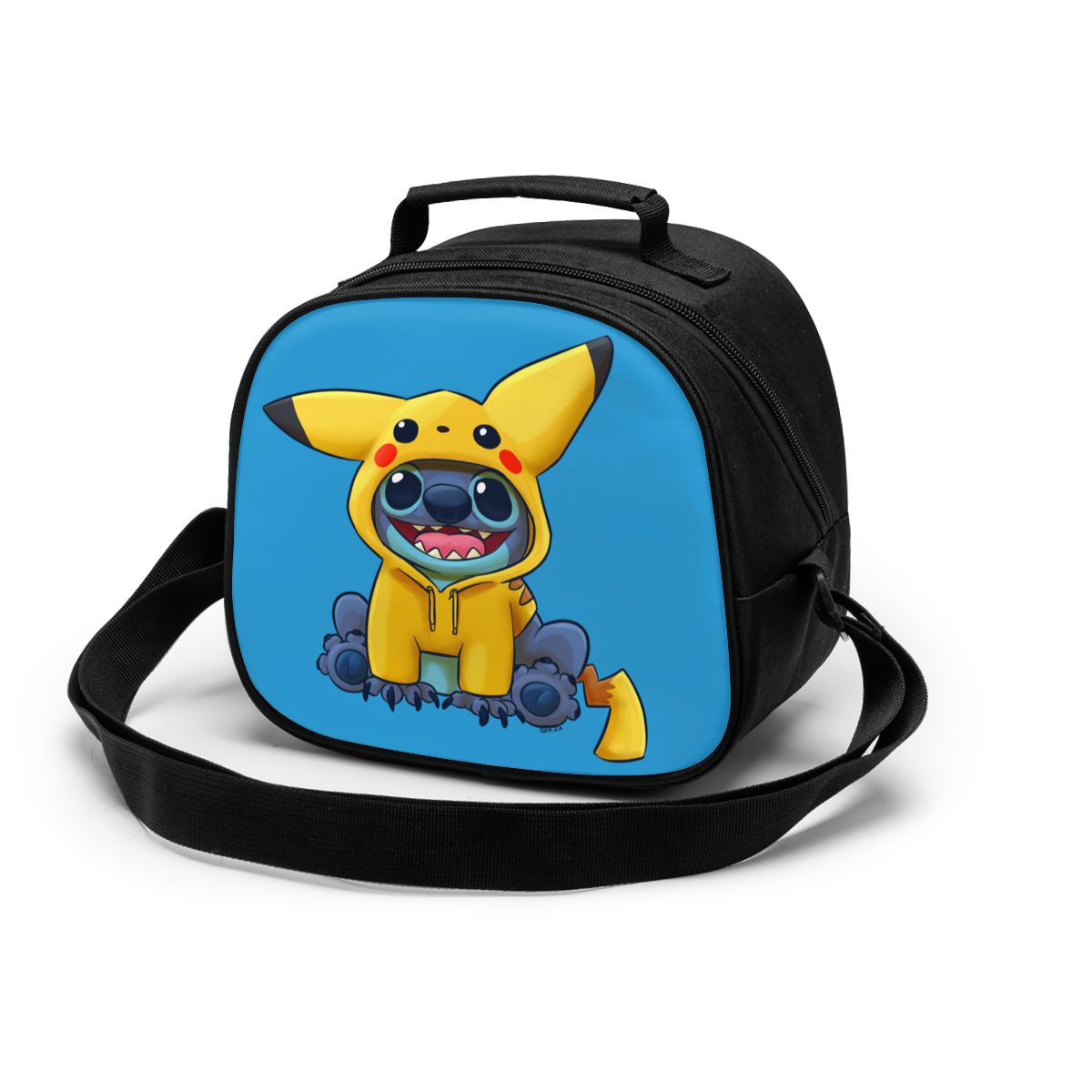 lovely Stitch Canvas Portable Cooler Lunch Bag Thermal Insulated Food Picnic Lunch Box Bag for students Kids children: Black10