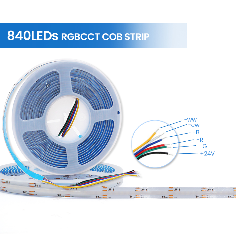 12V 24V RGBWW RGBW RGB CCT COB LED Strip 784 840LEDs/m High Bright Flexible LED Tape Light Bar Linear Dimmable Room Decor