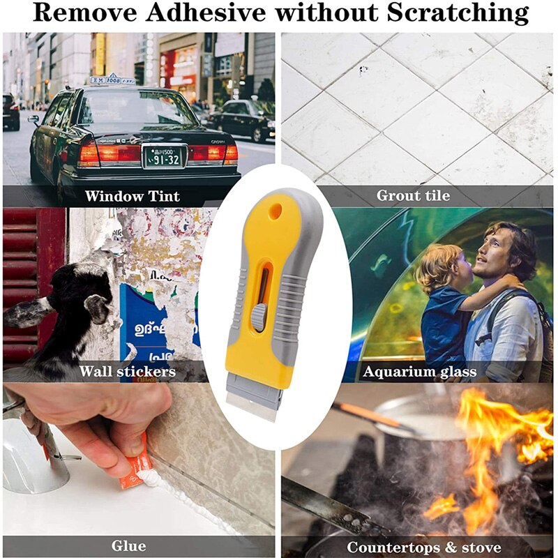 Glue Removal Blade Glass Oven Razor Scraper Plastic Handle Razor Scraper Spatula Car Film Tool Window Cleaning Blade Scraper