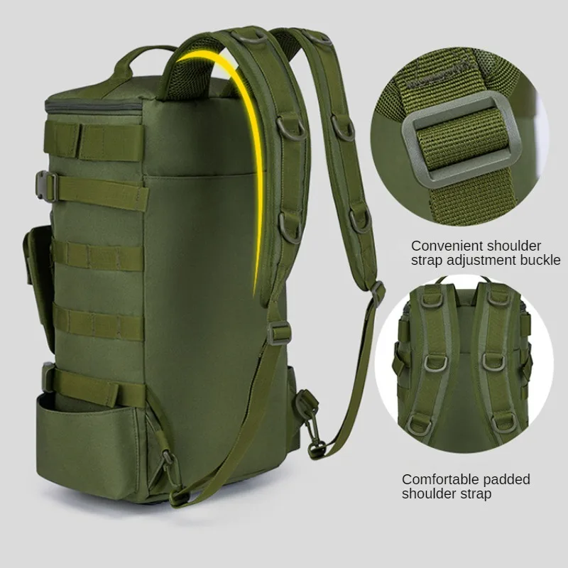 Mochila de pesca multifuncional para hombre, bolso de hombro de almacenamiento de caña de gran capacidad, bolsa de almacenamiento para equipo de peces para deportes al aire libre