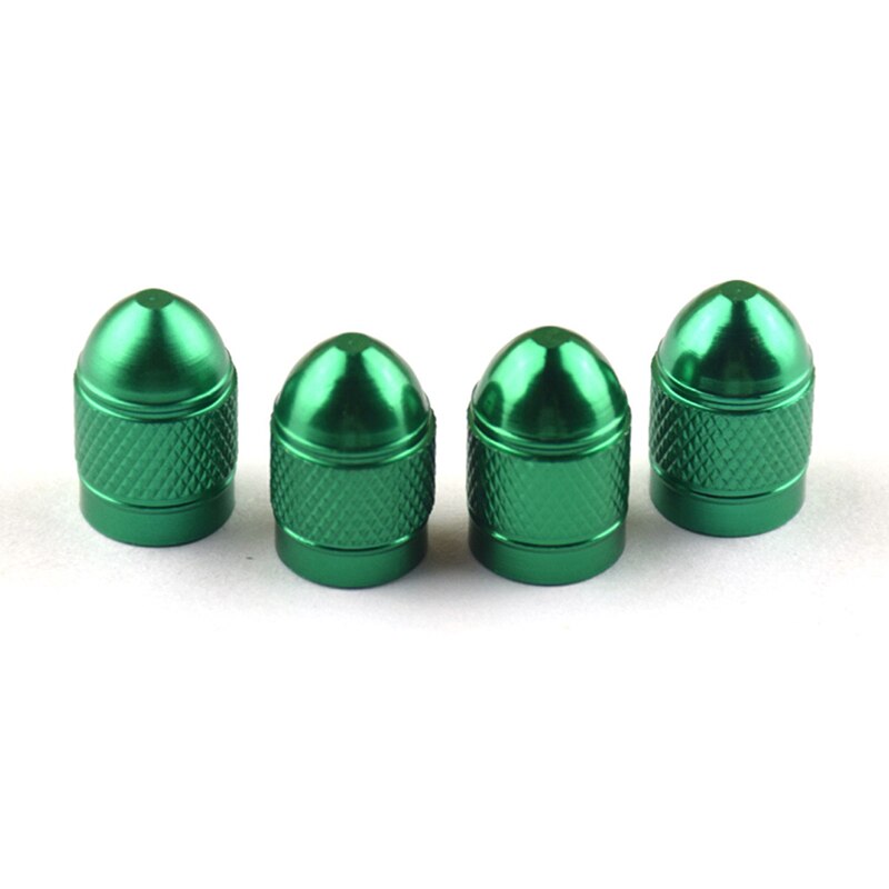 4 Stuks Fiets Ventieldopjes Schrader Aluminium Portative Theftproof Amerikaanse Auto Air Caps Voor Mtb Fietsen Scooter Accessoires: green