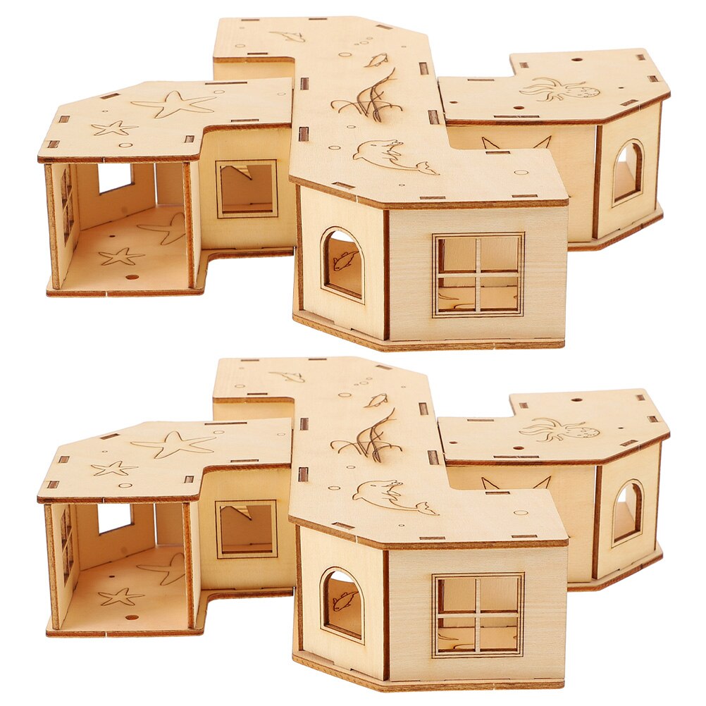 2pcs Toys Hamster Tunnel Maze Natural Hamster Hamster Exercising Pet Habitat House for Pet Shop Home Hamster: Default Title