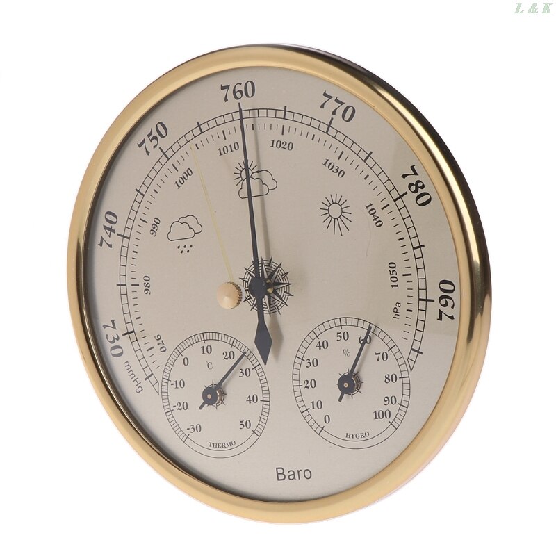 3 In 1 Wall Mounted Household Barometer Thermometer Hygrometer Weather Station Hanging Pressure hPa Gauge Air Weather Instrument