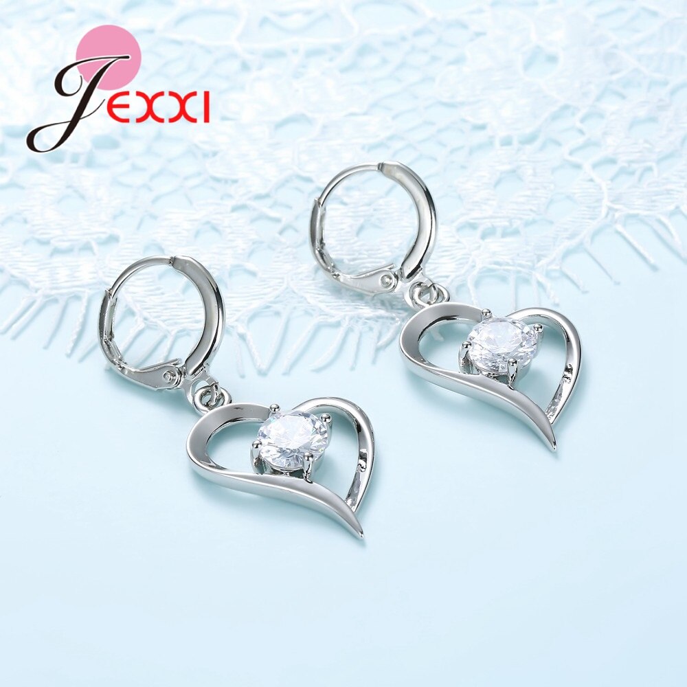 Set di gioielli da sposa in argento Sterling 925 romantico per le donne amore cuore pendenti vuoti collane orecchini per matrimonio