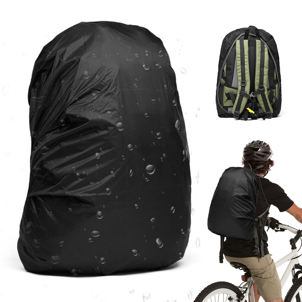 Regndæksel rygsæk reflekterende 35l 40l vandtæt taske justerbar taske regntæppe udendørs camping vandreture klatring støv regn: Sort
