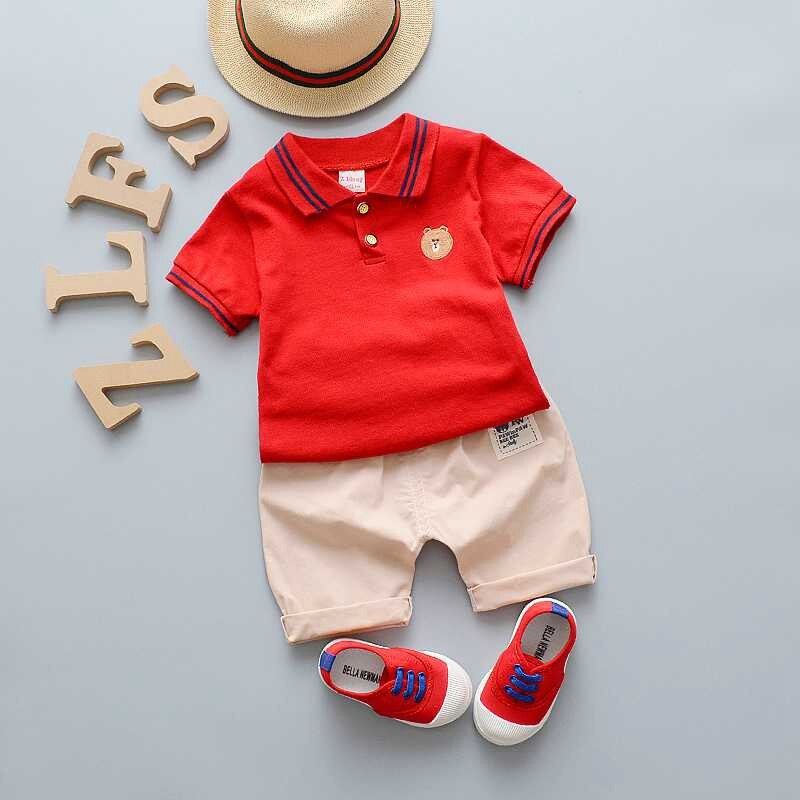 Zomer baby jongenskleding pakken heren stijl jongens kleding sets t-shirt + broek 2 stuks casual sportpakken peuter sets: R / S