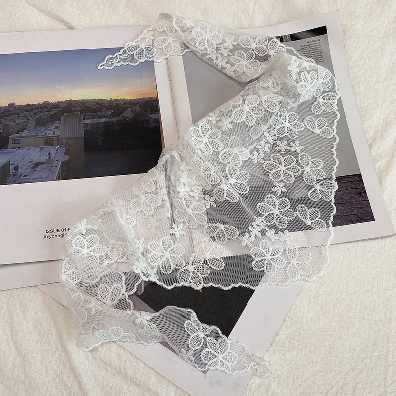 Franse beige bloemenkanten hoofddoek, lief en schattig, landelijke stijl, sjaal voor lente, zomer, kust, bos, foto's, hoofddeksel voor meisjes