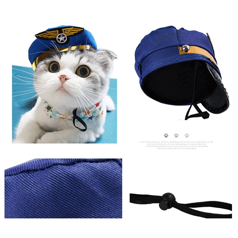 Kæledyr kostumer cosplay kat hat hund kostume halloween politimand pirat kaptajn sømand hund hat fest fotografi prop