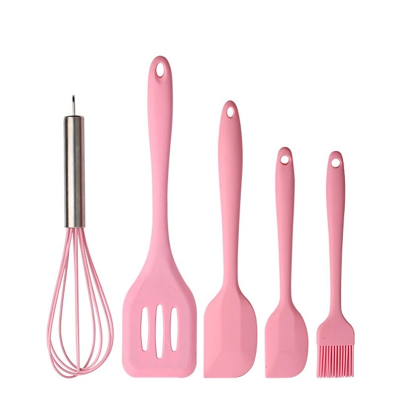 Ustensiles de cuisine antiadhésifs en Silicone, main de maman, outils de cuisson: 5PIECE PINK