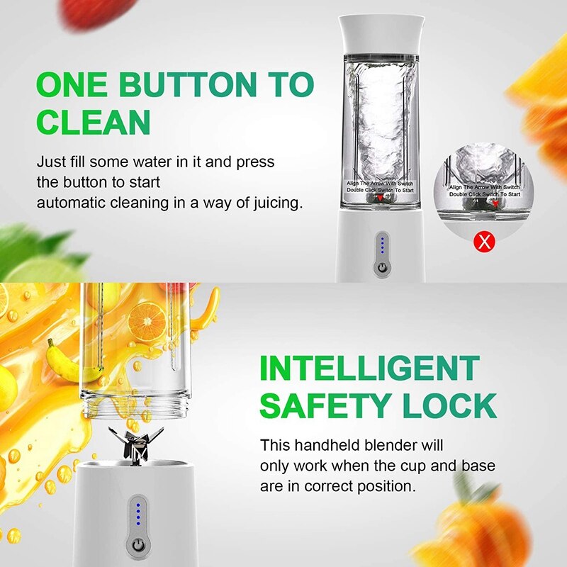 Draagbare Blender, 16.9 Oz Persoonlijke Blender Voor Shakes, Smoothie En Vruchtensap, mini Persoonlijke Grootte Mixer Met Usb