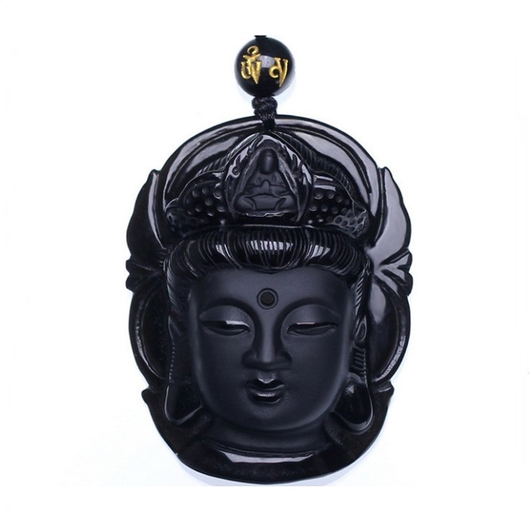 Vorhang schmuck Obsidian Peeling Anhänger Schwarz Guanyin Kopf Anhänger Umgeschlagen Buddha Kopf