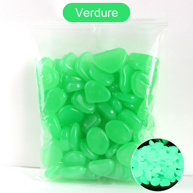 100pcs Garden Glow in the Dark Luminous Pebbles for Walkways Plants Aquarium Decor Glow Stones Garden Decoration: Green