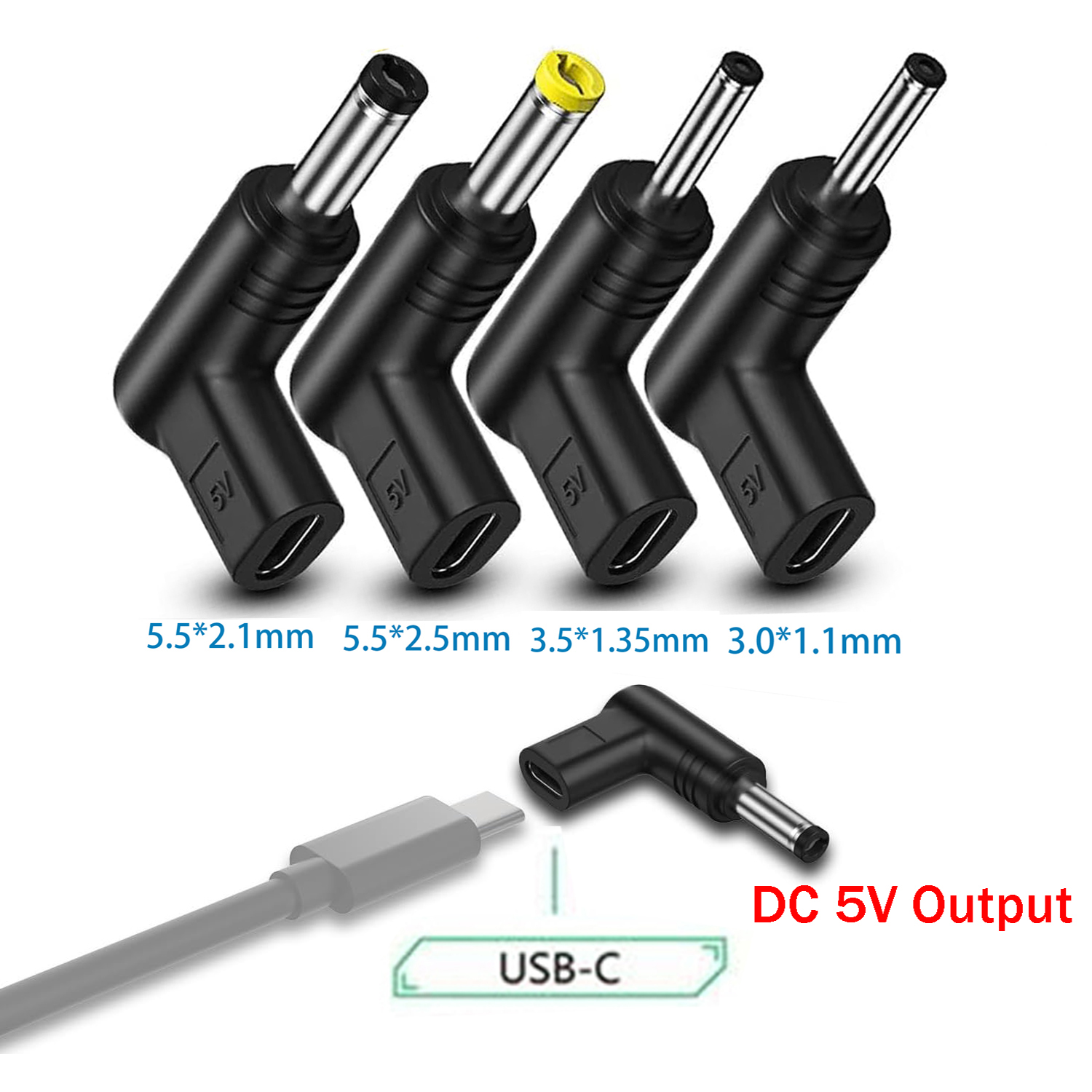 90-stopniowy kątowy adapter ładowania USB C do DC 5 V PD do laptopa, routera, zasilacza mobilnego Złącze ładowarki