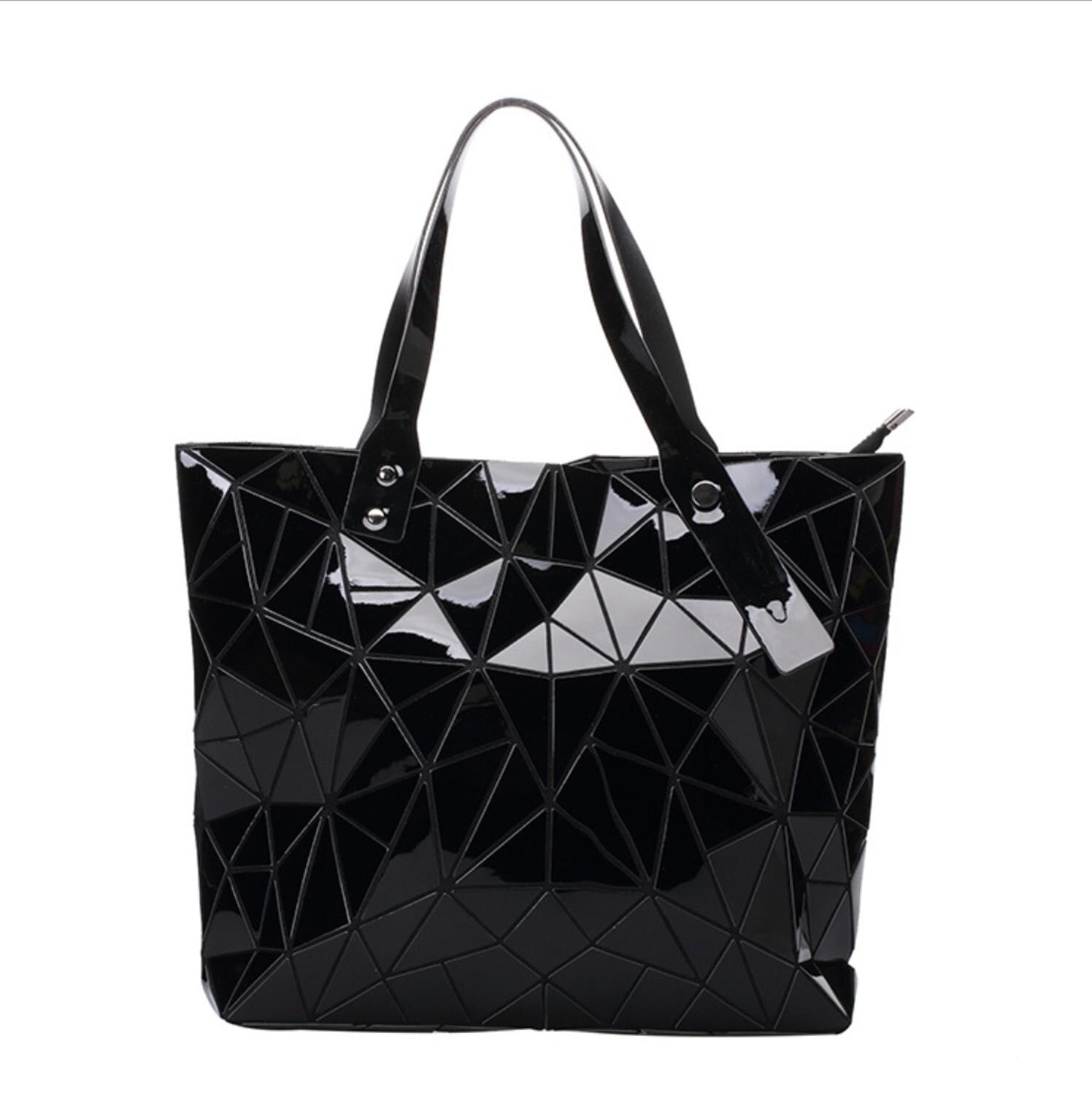 Bolso de hombro luminoso , bolso geométrico a la para mujer, bolso de mano con asa superior, bolso de corcho para chica y cartera: Black