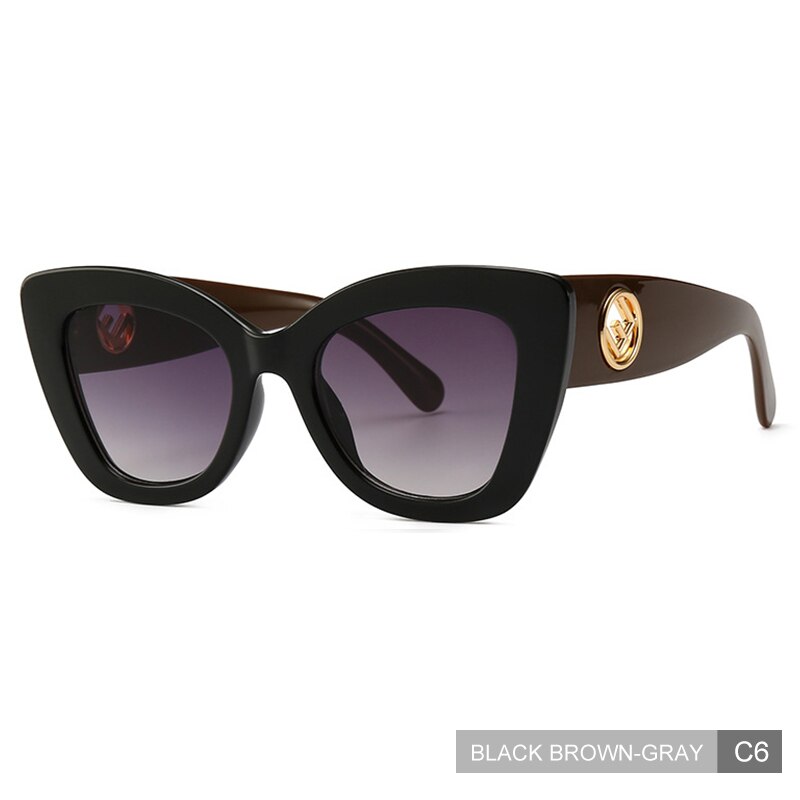 Madeliny cat eye solbriller kvinder vintage klassisk cateye solbriller gradient brand retro briller  uv400 ma056: C6 sort brungrå