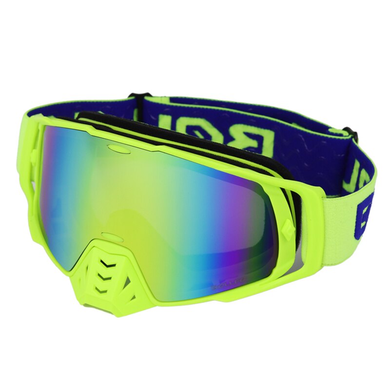 MX Goggle in Motorrad Gläser BOLLFO Moto-Cross Brille ATV aus Straße Schmutz Fahrrad Staubdicht Rennen Glas Anti Wind Brillen Brille: Flu F Grün Linse