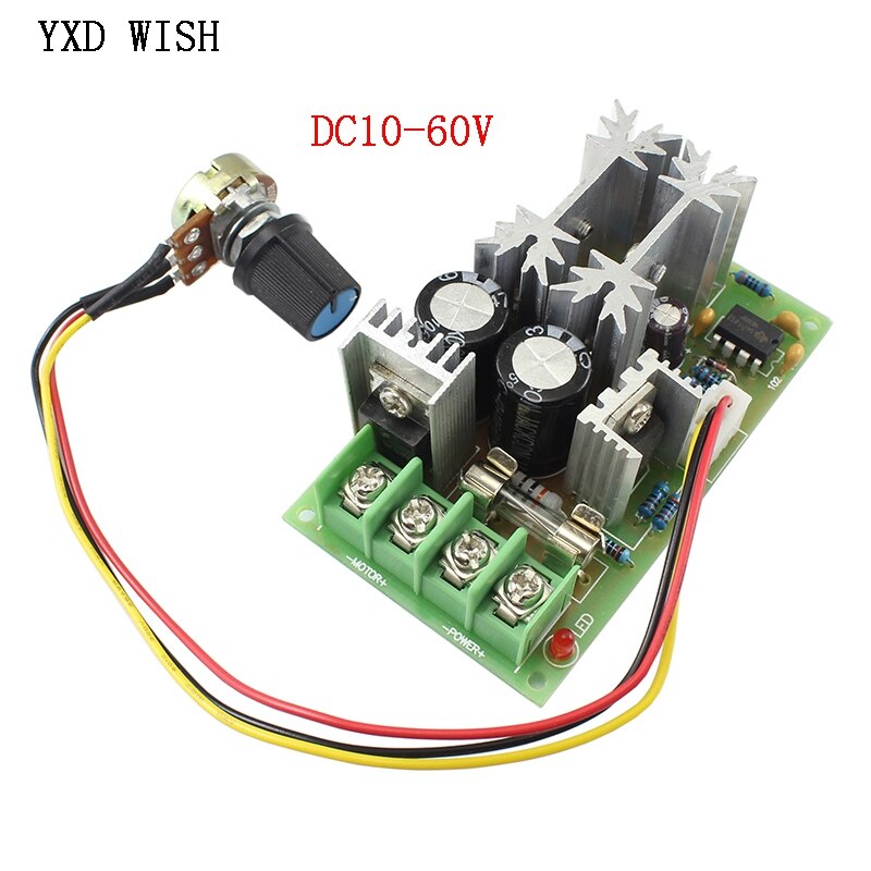 20A PWM DC Motor Speed Controller 12V 24V 36V 48V with Potentiometer Knob Switch