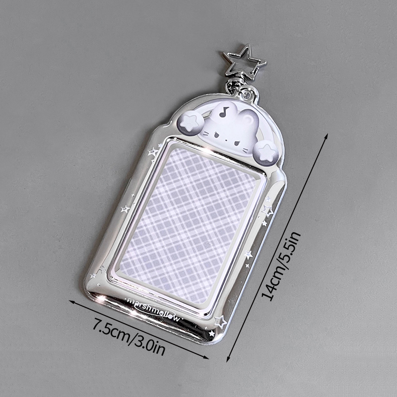 Portatarjetas de fotos de gato Y2K, soporte para sesión fotográfica Idol Kpop, llavero, mochila, colgante de exhibición, funda protectora para tarjeta de estudiante, álbum de fotos: Morado