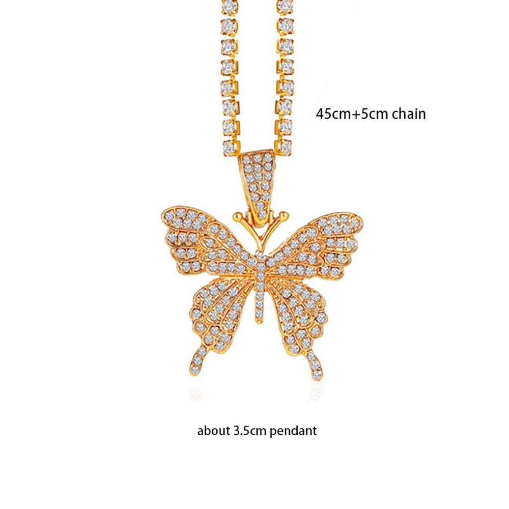 Shining CZ Cute Butterfly Pendant Charm Clavicle Choker Butterfly Necklace for Jewelry Women Girl: hdxl04g