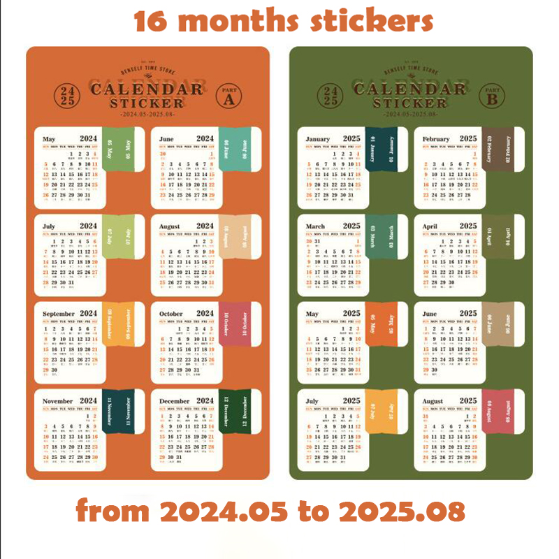 2025 2026 Calendar Stickers Kawaii Journal Planner Index Stickers Notebook Bookmarks Agenda Label Tags Kawaii Stationery Office: Yellow