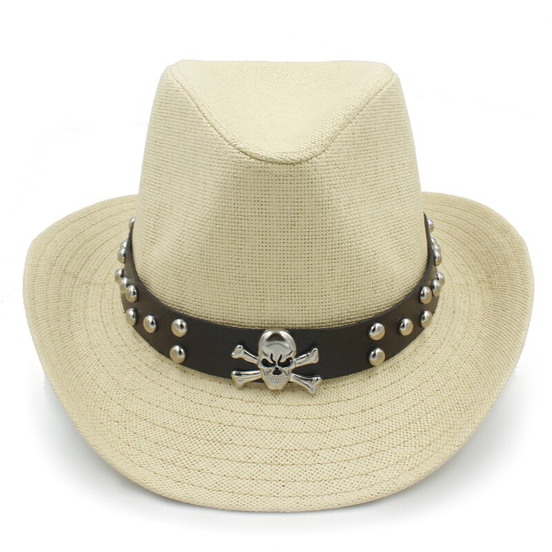 Men Straw Western Cowboy Hat With Roll Up Brim Summer Gentleman Cow Sombrero Cap With Belt