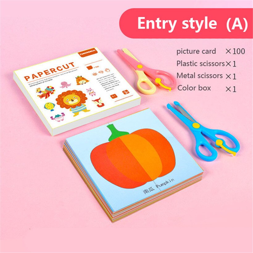 100 pz/set fai da te taglio di carta e pieghevole materiali fatti a mano Puzzle Origami giocattolo per ragazze ragazzi fatti a mano arte artigianato giocattoli di apprendimento: Style 1