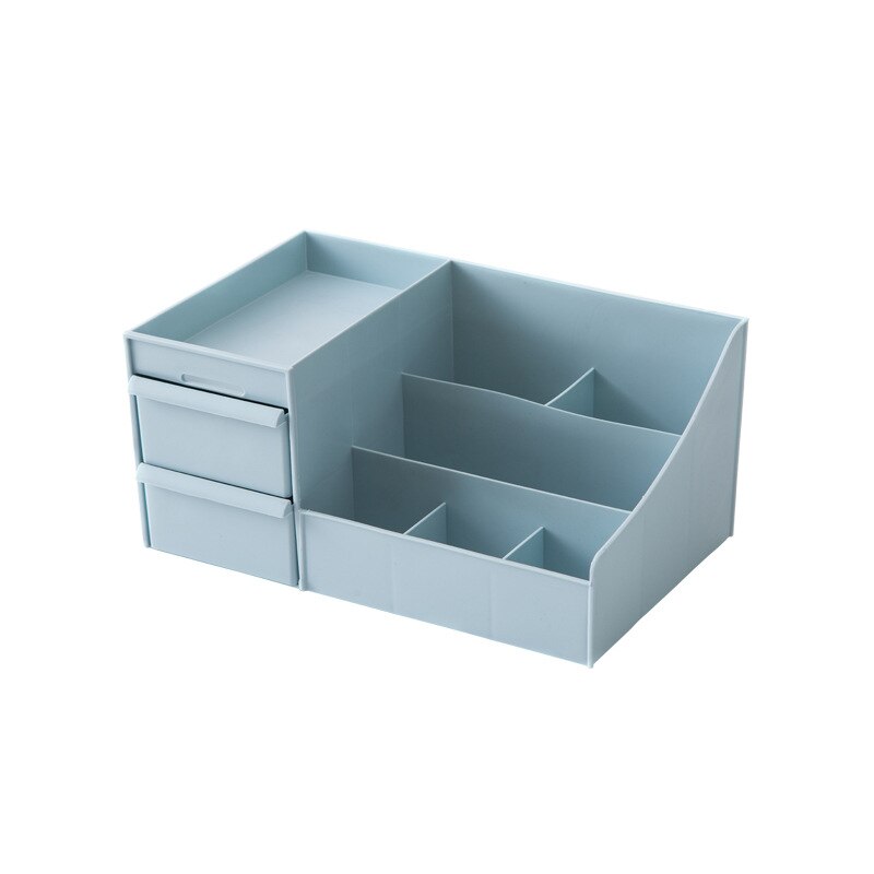 Lady Makeup Organizer For Cosmetic Large Capacity Storage Box Organizer Desktop Jewelry Nail Polish Makeup Drawer Container: blue