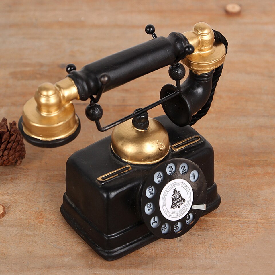 Nostalgisk gammeldags håndsæt telefon europæisk stil boligdekoration ornamenter harpiks håndværk bar stue dekoration 036