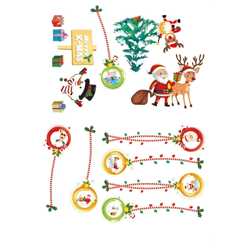 DIY Merry Christmas Windows Sticker Window Glass Electrostatic Paste Sticker Year Stickers Decoration Ornaments Xmas: D