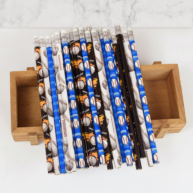 12/24Pcs Football Wooden Pencils Kids Soccer Sport Theme Birthday Party Favors Boy Back To School Pinata Fillers Supplies: M / Olive