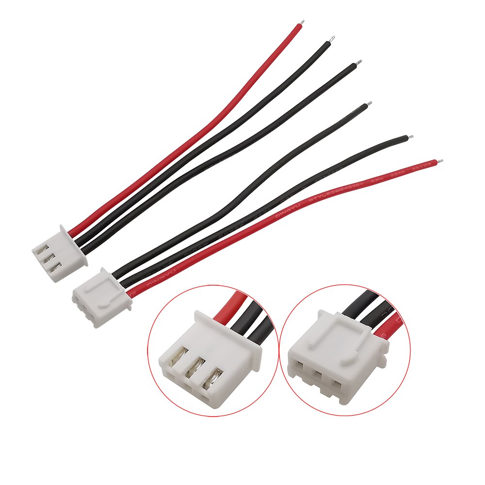 Conector JST XH de 5/10 piezas, 1S, 2S, 3S, 4S, 5S, 6S, 7S, cargador de batería LiPo, Cable balanceador de 10cm, 15cm, 20cm, cables de silicona 22AWG: 2S 3Pin / 10Pcs / 20CM