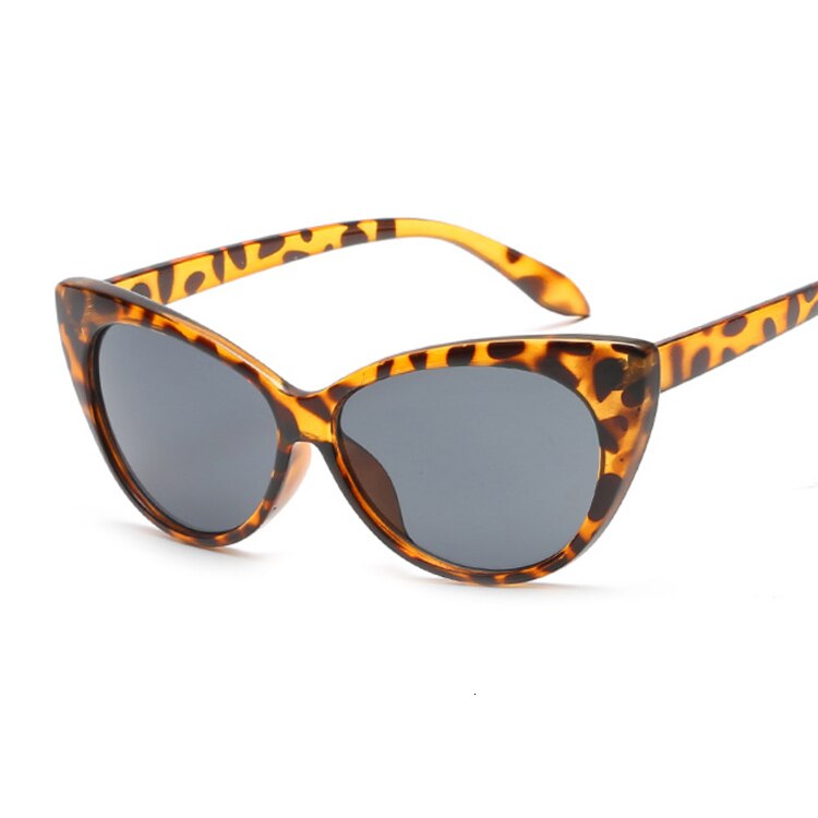 Cat eye zonnebril dames merk luxe zonnebrillen voor dames luipaard kleine tinten vrouwelijke dame: Luipaardgrijs
