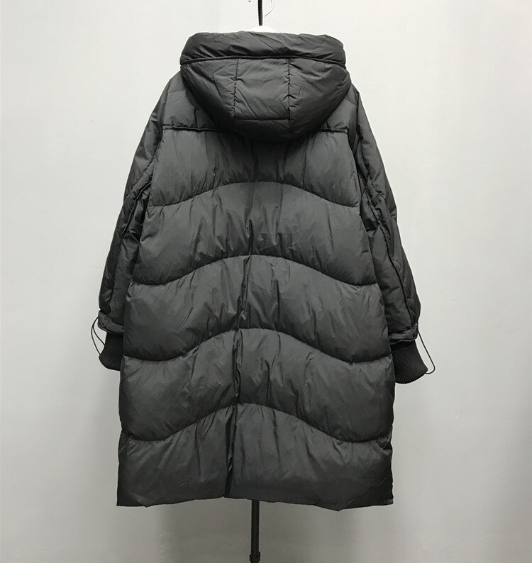 Versión coreana de chaqueta gruesa de pan chaqueta de plumas chaqueta gruesa de longitud media tejida mangas roscadas suelta de gran tamaño
