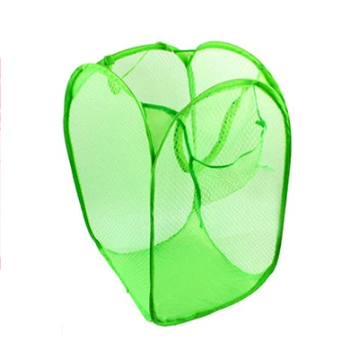 Opvouwbare nylon net waszak Pop-up mesh Wassen Opvouwbare wasmand Zak Opbergmand: green