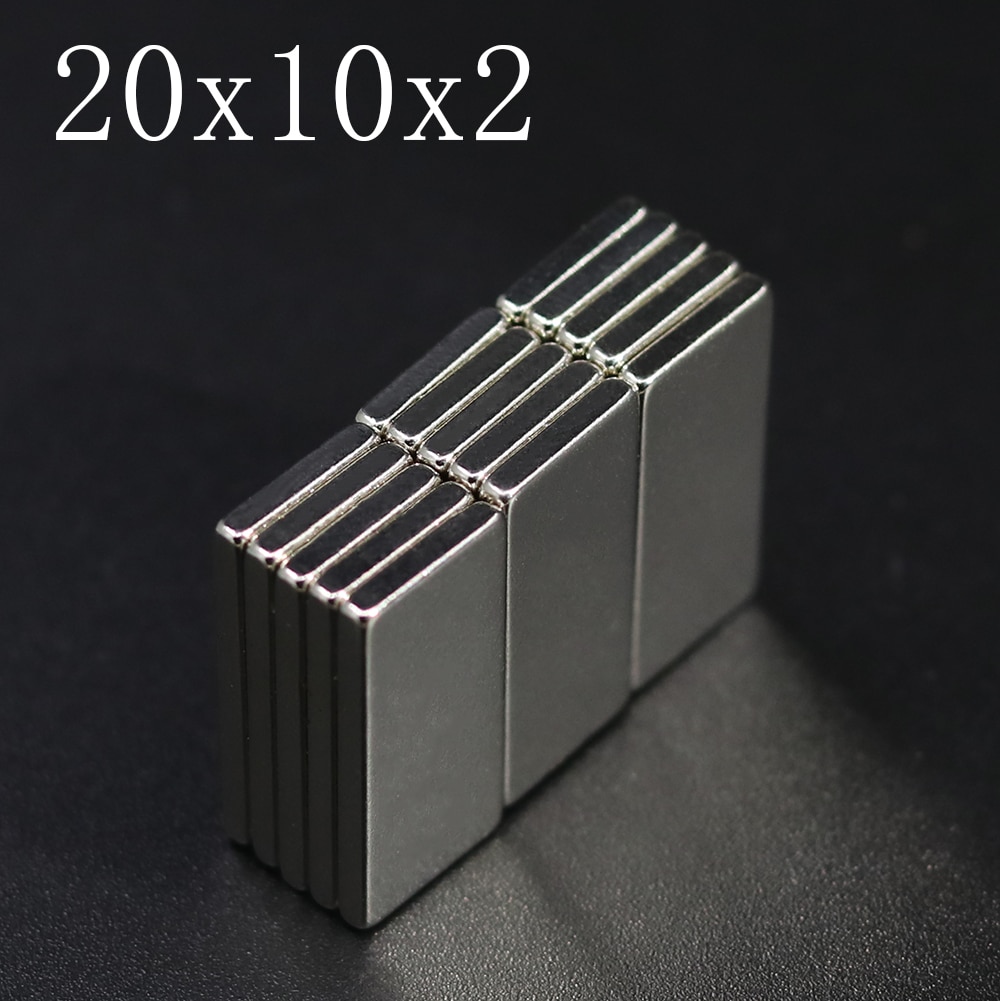 Imán de neodimio de 20x10x2, 20mm x 10mm x 2mm, bloque N35, imanes magnéticos permanentes súper potentes, 5/10/15/50 Uds.