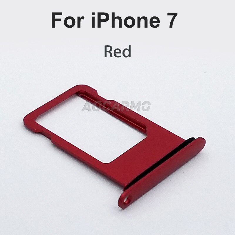 Porta cartão aocarmo, suporte de alumínio nano com junta de borracha para substituição em iphone 7 7 p 7 plus: For i7 Red