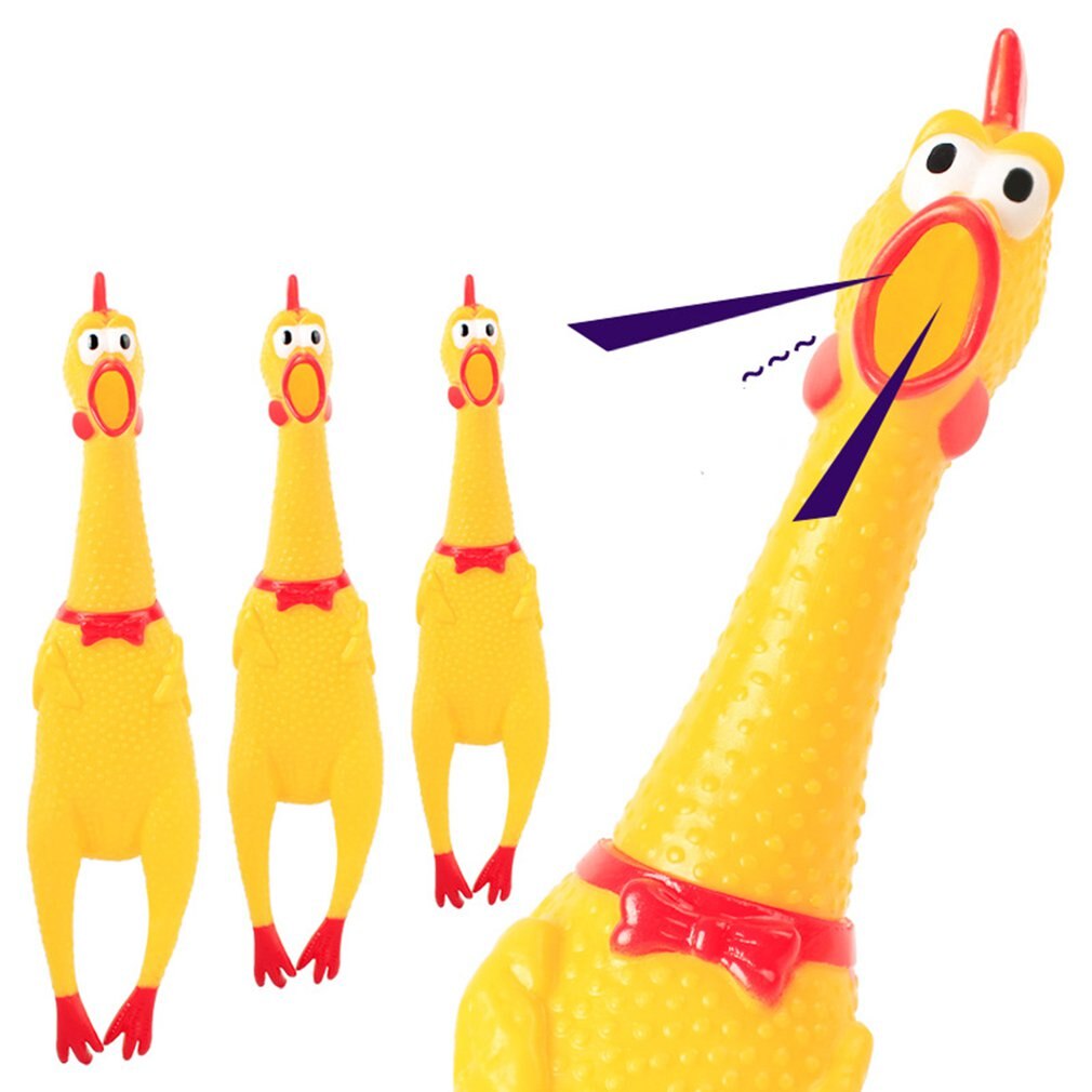 Poulet en caoutchouc jaune qui hurle, jouet en caoutchouc Durable, parfait pour les enfants et les chiens, 3 tailles: Default Title