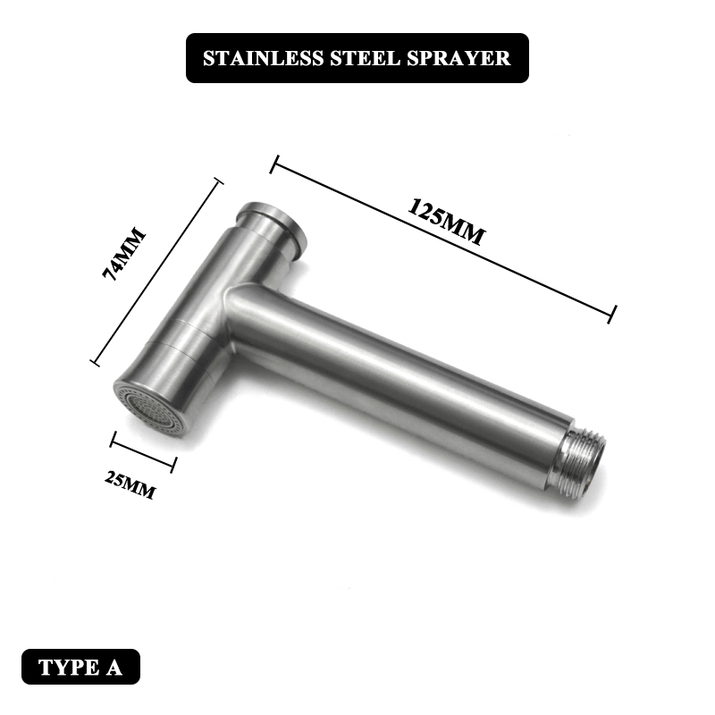 Toilet Bidet Tap Faucet Brushed Stainless Steel Portable Shower Bathroom Bidet Wall Mounted Mop Washer Tap with Shattaf Holder: A Sprayer Only