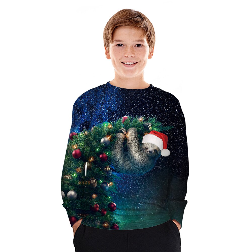 Outono inverno camisola das crianças menino meninas topos sportwear natal impresso pulôver crianças molduras soltas 4-14t roupa da criança
