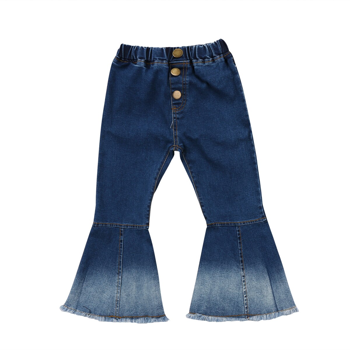 Kids Baby Girls Soft Denim Bell Bottom Boot Cut Pants Jeans Hit Color Wide Leg Trousers: Blue / 7