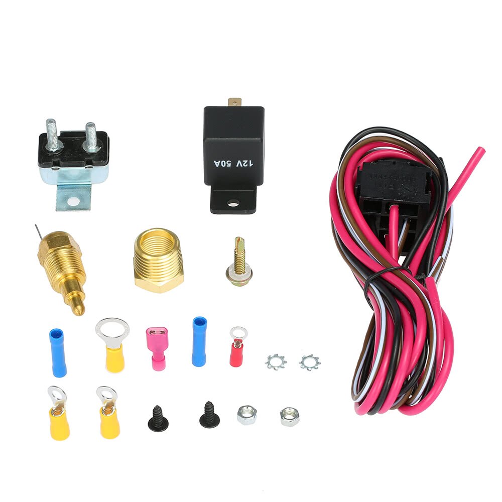 12V 50A automotive cooling fan controller electronic temperature control car thermostat Wiring Install Kit 185/170 Degree
