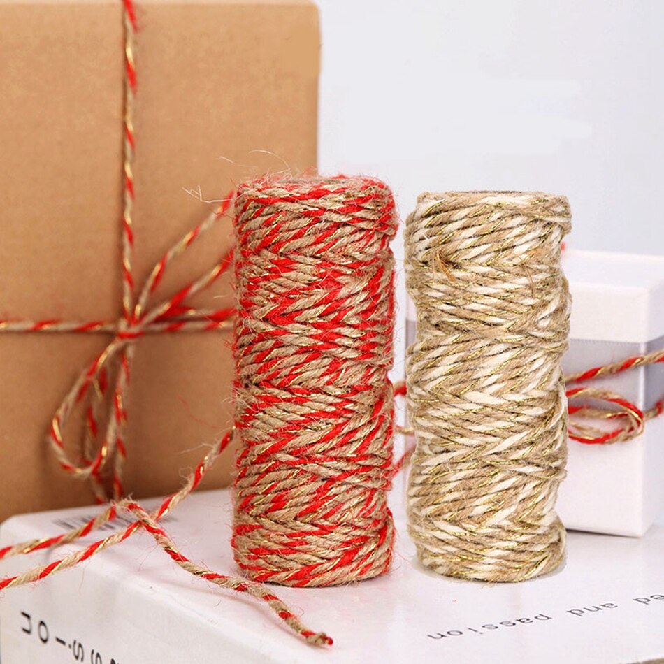 Cinta de arpillera de Yute Natural de 3mm y 25M, lazo artesanal de , cuerda de macramé, hilo para coser, decoración de boda, en casa