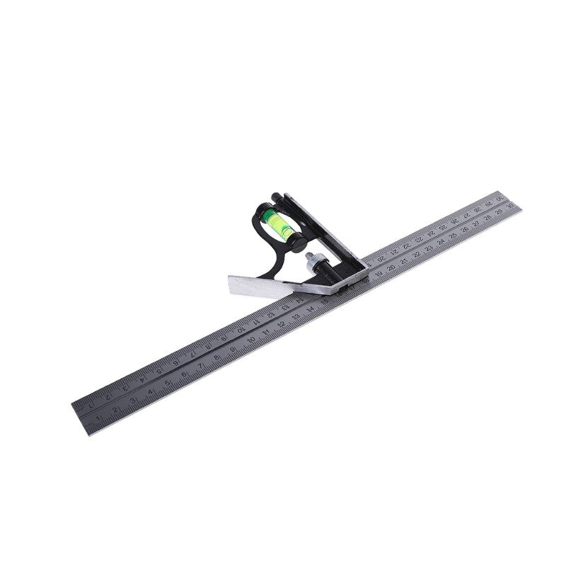 Adjustable Sliding Combination Square Ruler Level Measuring Tool 300mm (12\") B95A