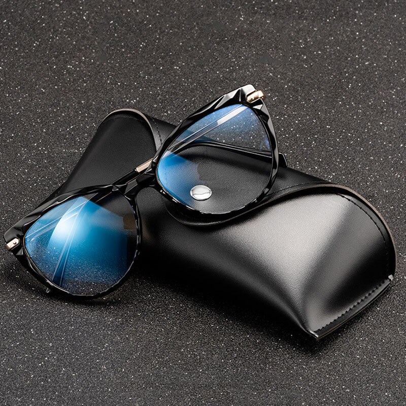 Gafas de sol con de ojo de gato y luz azul para mujer, lentes transparentes Con montura negra, de lujo,