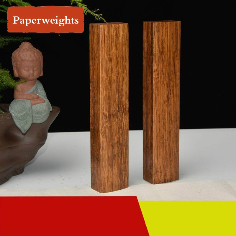 Presse-papier 2 Stuks Chinese Ebbenhout Kalligrafie Schilderen Paperweights Traditionele Studenten Carving Ambachten Rijstpapier Presse-papier