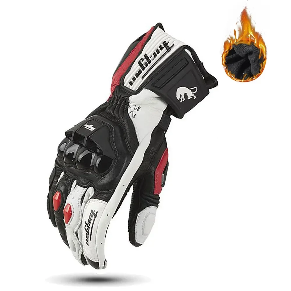 Motorsykkelhansker i skinn, karbonfiber, sommer, vinter, langrenn, terrengsykkel, motorsykkelhansker, ridning, motorsykkelrytterhanske: Brun / L