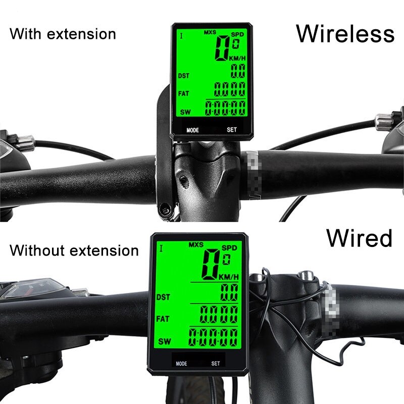 2.8 pouces compteur de vitesse Cycle vélo anglais fil/sans fil étanche ordinateur LCD odomètre compteur de vitesse avec support d'extension