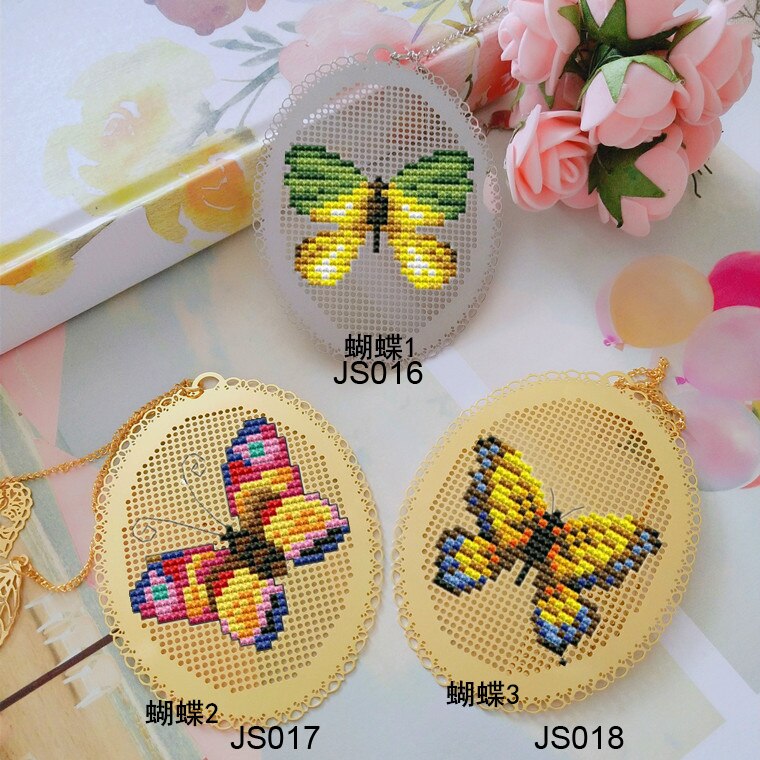 xx Butterfly DIY Craft Stich Cross Stitch Bookmark Metal Silver Golden Needlework Embroidery Crafts Counted Cross-Stitching Kit