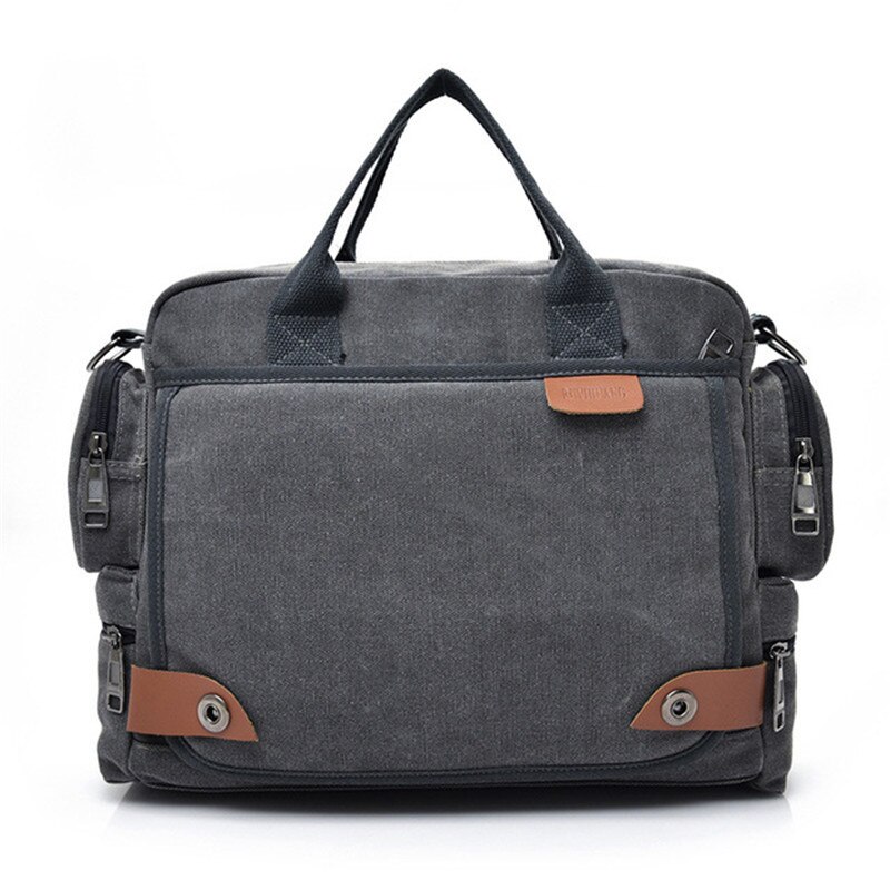 Heren canvas tas canvas aktetas reiskoffer messenger schoudertas handtas groot casual zakelijk multifunctioneel: Grijs