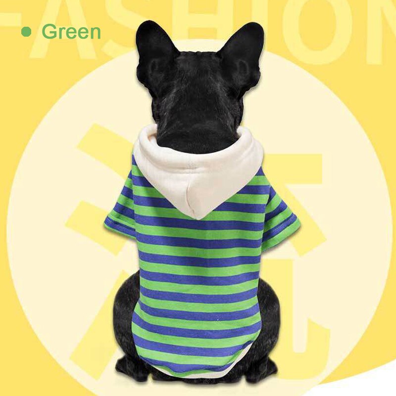 Hond Hoodie Puppy Casual Streep Sweatshirt Franse Bulldog Chihuahua Warme Katten Honden Kleding Voor Kleine Middelgrote Honden Pak Pug
